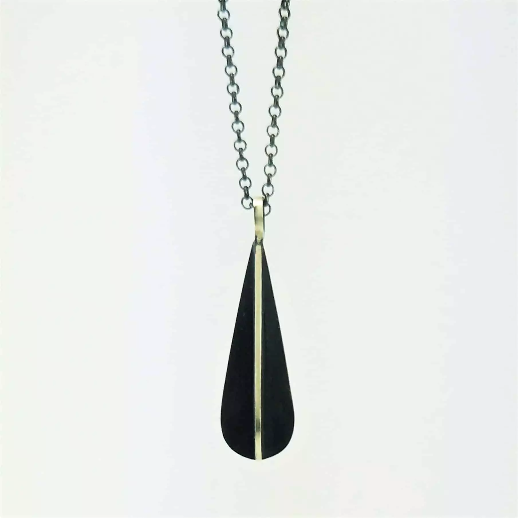droplet blackened silver necklace