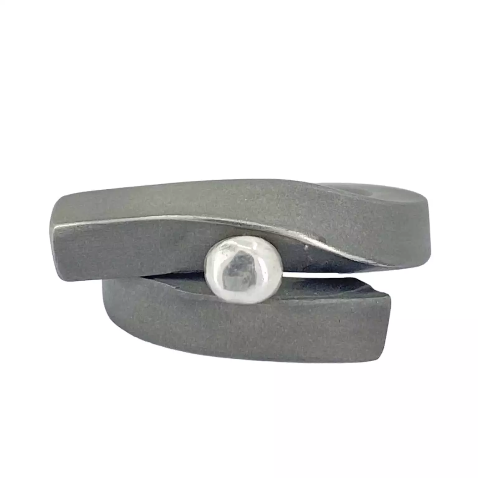 square titanium wire ring with sterling silver detail